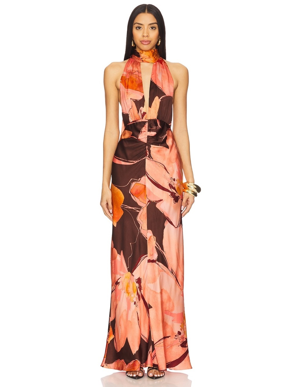 Revolve Shona Joy Halter Neck Maxi Dress Floral NWT Size 2 Retail $359